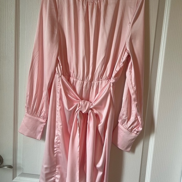 Barbie pink adorable satin dress with tie waist size small - Picture 2 of 6